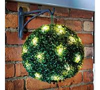 New Stunning Solar Power Topiary Ball 20 LED Lights Garden Hanging Dual Function - Green