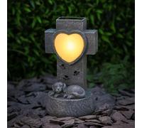 New Stunning Solar Powered Dog Memorial Cross Ornament - Decorative Garden Remembrance Light with Warm White LEDs, Outdoor Garden Décor-A04 (Dog)