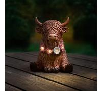 New Stunning Solar-Powered Highland Cow Ornament - Decorative Garden Figurine with Auto-On LED Light, Cute Outdoor Solar for Patios, Borders, Shelves, Décor -A35 (Necklace)