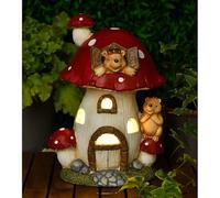 New Stunning Solar Powered Large Solar Light Toadstool House with Cute Hedgehogs And Warm White LED Fun Ornament During Day And Solar Light at Night Auto on at Dusk Outdoor Garden Decor Gift -A48