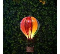 New Stunning Solar Powered Multicolored XL Hot Air Balloon Solar Lantern with Realistic Amber Flame Effect Outdoor Waterproof Decorative Hanging Light for Garden Patio Yard and Party Decor.