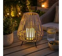 New Stunning Solar Powered Tripod Table Lamp - Outdoor Garden Light with Warm LED Glow, Automatic Dusk Sensor & No Wiring Required Outdoor Decor-N22