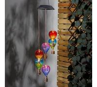 New Stunning Warm White LED Hot Air Balloon Solar Garden Light - Hanging Mobile Light,Automatic Dusk Activation, Perfect for Patio or Outdoor Spaces Garden Decor-G04