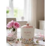 New Stunning White Ceramic Mum’s Treats Storage Jar with Pink Lid and Delicate Floral Pattern Stylish and Functional Kitchen Container for Sweets, Snacks Gift-G76