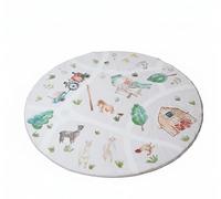 New Stunning White Round Farmhouse-Inspired Rug - Soft Countryside Design with Animals, Barns & Tractors for Bedroom, Playroom or Nursery Decor-G54