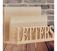 New Stunning Wood Effect Letter Rack With Stylish with Cutout LETTERS Lettering Design Mail Holder Countertop Organizer Office Desktop Envelope and Document Storage Rack -N75