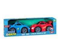 New Super Vehicle Set Light & Sound Red and Blue, Buckle Up and Start your Engines, Begin With this Racing Car and Police Vehicle With Lights and Sounds -Batteries: 3 x LR44/AG13 button cell