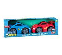 New Super Vehicle Set with Light & Sound - Red Racing Car & Blue Police Car Toy for Toddlers | Fun Vehicle Playset for Kids | Battery Operated Chaser Racer Cars A-04