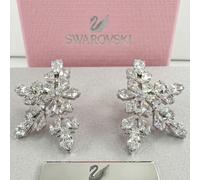 Swarovski Idyllia Rhodium Plated Mixed Cuts Half Snowflake Clip On Earrings 5692635 - Swarovski Crystal / Rhodium Plated