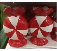 New Sweet Vase Red - Ceramic Christmas Candy-Shaped Vase with Classic Red and White Stripes, Festive Holiday Decoration for Flowers