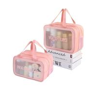 New Thick Dry-Wet Separation Partition Toiletry Bag Portable Double-Layer Cosmetic Storage Bag for Travel(Thick 2pcs Set Pink)