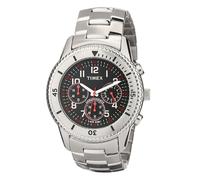 NEW TIMEX SILVER TONE STAINLESS STEEL CHRONOGRAPH BLACK DIAL MEN WATCH-T2N159