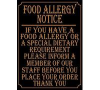 New Tin Sign Aluminum Retro Food Allergy Notice Pub Restaurant Take Away Safety Warning Sign Metal Sign 8 X 12 Inch
