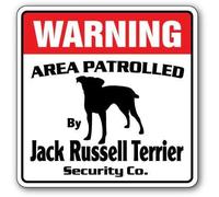New Tin Sign JACK RUSSELL TERRIER Security Decal Area Patrolled watch dog warning owner breed Square/Round Metal Sign 12x12 inch