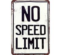 New Tin Sign No Speed Limit Vintage Reproduction Novelty Aluminum Metal Tin for Outside & Inside 12 x 8 inch