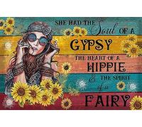 New Tin Sign She Had The Soul of a Gypsy The Heart of a Hippie The Spirit of a Fairy Metal Sign Rustic Wall Decor for Home and Kitchen Bar Man Cave Cafe Garage Wall Decor Retro Vintage 12x8 Inch