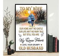 New Tin Sign to My Wife Our Home Ain't No Castle My Queen Forever Love Your Grumpy Old Husband Retro Easter Halloween Christmas Bedroom Bathroom Wall Decoration 12 X 8 in