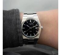 NEW TISSOT MENS WATCH PRX STAINLESS STEEL SILVER STRAP & BLACK DIAL GENUINE UK