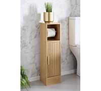 New||Toilet Roll Holder, Oak-effect, Self assembly required, Natural, Bathroom storage essential for keeping toilet roll tidied away||