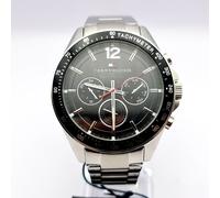 NEW TOMMY HILFIGER 1791104 LUKE BLACK DIAL STAINLESS STEEL MENS WATCH