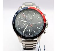 NEW TOMMY HILFIGER 1791718 BANK BLUE DIAL STAINLESS STEEL MEN'S WATCH