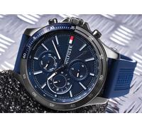 NEW TOMMY HILFIGER MENS WATCH TH1791721 BLUE RUBBER STRAP AND BLUE DIAL GENUINE