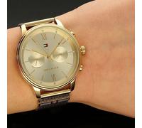 NEW TOMMY HILFIGER WOMENS WATCH TH1782302 MESH STRAP & YELLOW GOLD DIAL GENUINE
