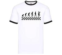 New Tone 2 Rude Ska White Ringer T-Shirt Men's The Specials Retro Tee Top(Evolution of Madness,S)