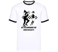 New Tone 2 Rude Ska White Ringer T-Shirt Men's The Specials Retro Tee Top(Good Old Days,XL)