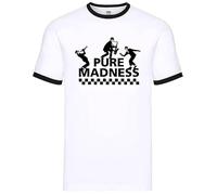 New Tone 2 Rude Ska White Ringer T-Shirt Men's The Specials Retro Tee Top(Pure Madness,XL)