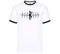 New Tone 2 Rude Ska White Ringer T-Shirt Men's The Specials Retro Tee Top(SKA Madness Heartbeat,XL)