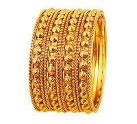 NEW! Touchstone "Golden Bangle Collection" Indian Bollywood Finery Look Exclusive Embossing Designer Jewelry Bangle Bracelets. Set of 12 In Antique Gold Tone For Women.
