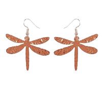 NEW! Touchstone Indian Bollywood Fashion Handcrafted Beautifully Hand Cut Metal Dragon Fly Motif Light Weight Designer Jewelry Earrings In Copper Tone.