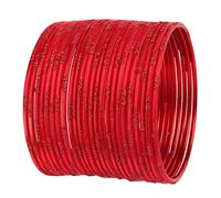 NEW! Touchstone Indian Bollywood Fresh Fashion Trend Setter Beautifully Engraved Work Scintillating Rhinestone Red Color Designer Jewelry Adorable Bracelets Bangle. Set Of 24.For Women.