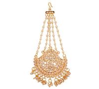 NEW! Touchstone Indian Bollywood Pretty Magical Floral Handcrafted Indian Mughal Kundan Look Faux Pearls Hangings Head Enhancing Bridal Designer Jewelry Jhoomer In Gold Tone For Women.