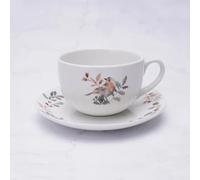 New Traditional Robin Design Porcelain Cup & Saucer - 300ml Festive Christmas Tableware, Dishwasher & Microwave Safe, Holiday Coffee & Tea Dining Décor - M46