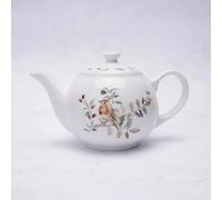 New Traditional Robin Design Porcelain Teapot - 920ml Festive Christmas Tableware, Hand Wash Only, Seasonal Holiday Dining Décor, Perfect for Tea Time and Winter Entertaining-M48