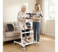 New Transfer Assist Chair | Sit to Stand Lift for Elderly | Three Section Height Adjustment | Stand Assist Lift with 4 Silent Wheels | Standing Aid Lift with Non-Slip Mat, Buffer Seat & Knee Pads A
