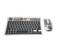 New Transparent Wireless Keyboard and Mouse Combo, 3 Mode Connectivity 7 Color Multi Device RGB Backlight USB Mouse and Keyboard Set, for IOS, for Android, for OS X and for Windows (Blue)
