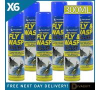 New Trendy 6 X 300Ml Fly And Wasp Killer Spray Kills Flies Wasp Flying Ant Midges Mosquitoe (3300)