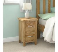 New Trinity Narrow Bedside Cabinet - 2 Drawer - Natural Oak