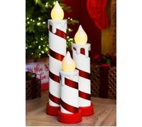 New Triple LED Candle Stick, Creates A Warm White Glow, Bring Festive Cheer to Your Space, Adds A Pop of Colour to Your Space, Illuminated by 18 LED Lights, Enhances Any Room's Ambience - White & Red