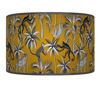 New Tropical Jungle Lampshade Mustard Yellow Grey Ceiling Light Drum Handmade Lamp Shade Floor Table or Ceiling Pendant Light Shade dz140 (Mustard Yellow Grey, 25cm(10"))