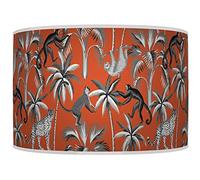 New Tropical Jungle Lampshade Orange Grey Ceiling Light Drum Handmade Lamp Shade Floor Table or Ceiling Pendant Light Shade dz145 (Orange Grey, 25cm(10"))