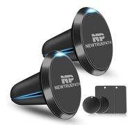 New True Path Mini Aluminum Alloy Car Vent Phone Mount Holder - N52 Super Strong Magnet Universal Compatible with for iPhone 16 Pro/15/14/13, Samsung Galaxy, iPad & mini Tablets - 2 Pack (Black)