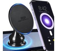 New True Path Ultra-Strong Magnetic Phone Holder for Car Dashboard MagSafe 360° Rotation Aluminum Alloy Metal Car Mount Compatible with iPhone 17 Pro Max/16 Smart Phone iPad Tablets Accessories(Black