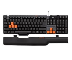 NEW TRUST 17688 USB BLACK GXT18 GAMING KEYBOARD WITH 7 EXTRA MEDIA KEYS