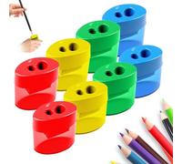 New Twin Hole Pencil Sharpener, Manual Pencil Sharpeners with Container, 4 Pcs Pencil Sharpener for Kids with Double Holes and Lid, Compact Graphite Shaving Tool for School Home Office Stationery (8)