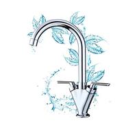 New Twin Lever Swivel Spout Modern Chrome Kitchen Mono Sink Basin Mixer Tap