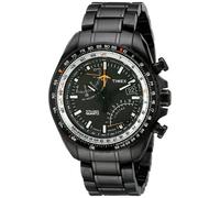 NEW TX TIMEX INTELLIGENT AVIATOR FLY BACK,BLACK ION PLATED S/STEEL WATCH-T2P103